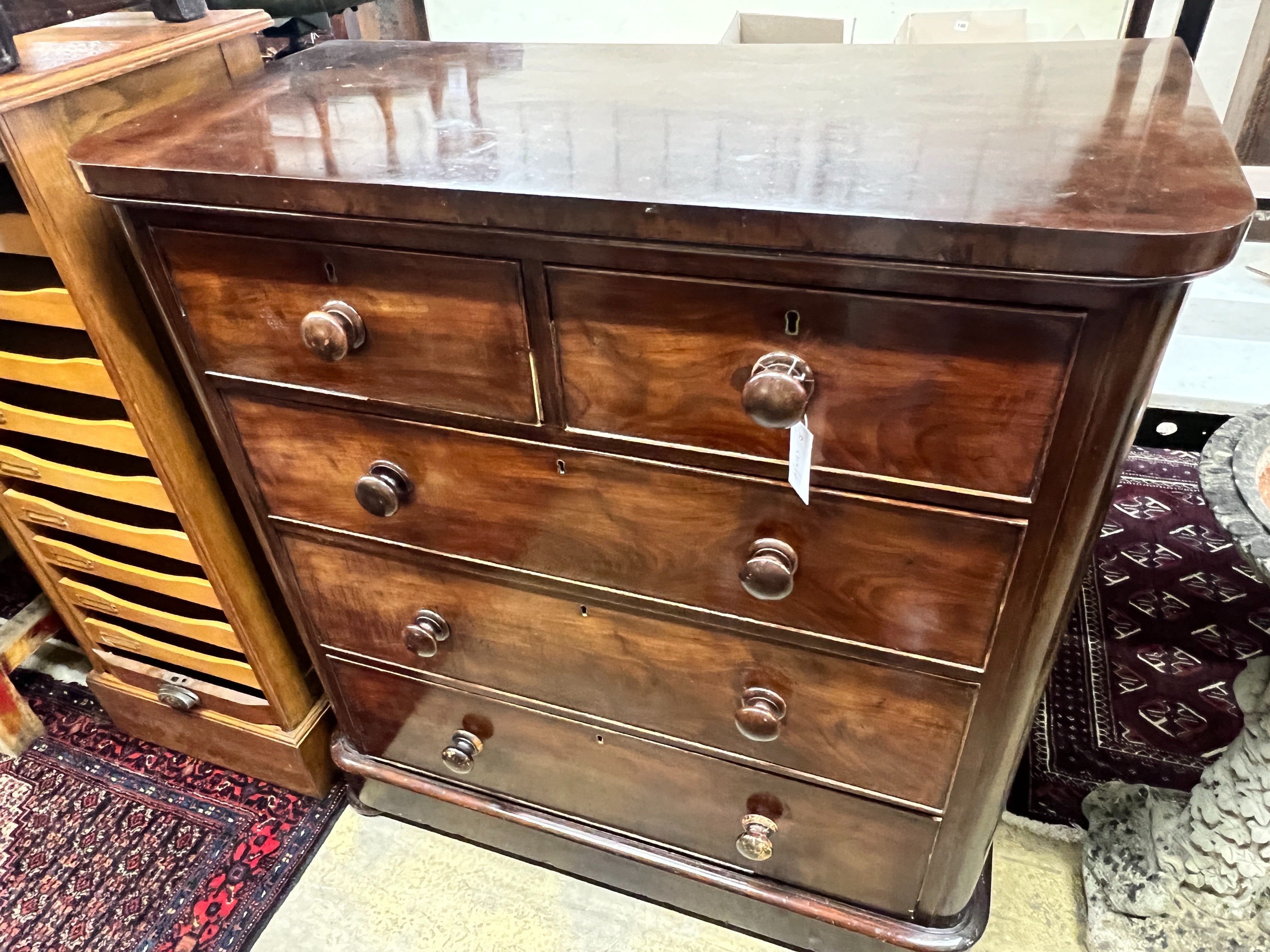 A Victorian mahogany chest, width 100cm, depth 49cm, height 110cm